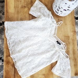 Gypsy open shoulder lace top